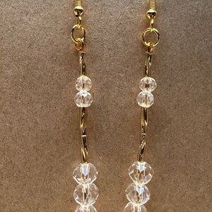Elegant Gold and Clear Crystal Earrings Style #023